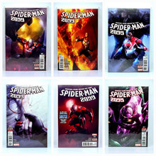 Load image into Gallery viewer, Six comic book covers featuring Spider-Man from the 2099 series.