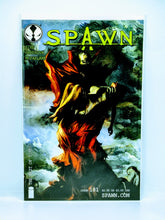 Load image into Gallery viewer, Comic book cover of 'Spawn' with a character in a dynamic pose on a blue background