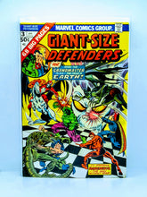 Load image into Gallery viewer, Comic book cover of 'Giant-Size Defenders' with colorful artwork on a light blue background