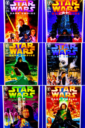 A series of six Star Wars: Dark Empire comic book covers featuring various characters and scenes from the Star Wars franchise.