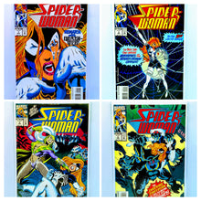 Load image into Gallery viewer, A set of four comic books from the Spider-Woman series, issues #1 to #4, featuring artwork with Spider-Woman in various action poses.
