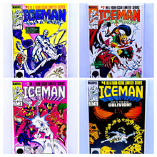 Load image into Gallery viewer, Four comic book covers of Marvel&#39;s &#39;Iceman&#39; limited series on a white background.
