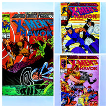 Load image into Gallery viewer, Collage of X-Men comic book covers featuring Havok.
