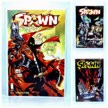 Load image into Gallery viewer, Three 'Spawn' comic book covers displayed side by side.
