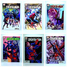 Load image into Gallery viewer, Six comic book covers featuring Spider-Man on a white background
