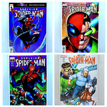 Load image into Gallery viewer, Four comic book covers featuring the superhero 'Superior Spider-Man' on a light blue background.
