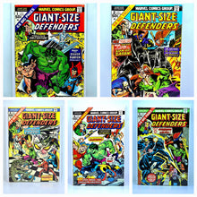 Load image into Gallery viewer, Five comic book covers of 'Giant-Size Defenders' from Marvel Comics.
