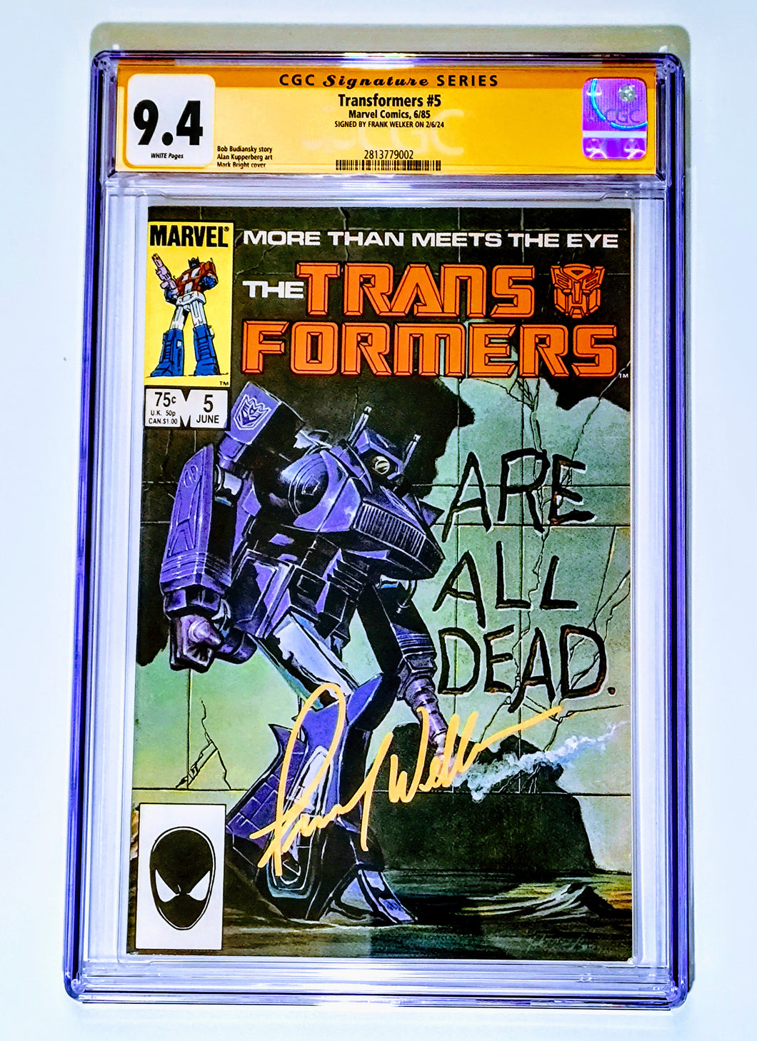 Transformers #5 CGC SS (Signed by Frank Welker)