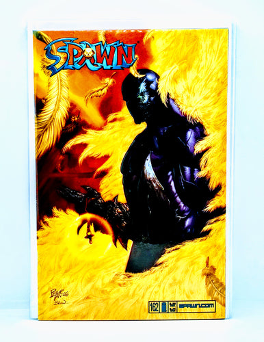 Cover of 'Spawn #162' featuring a character in a dynamic pose with a fiery background.