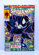 Load image into Gallery viewer, Comic book cover featuring Spider-Man in a blue suit with red accents on a white background
